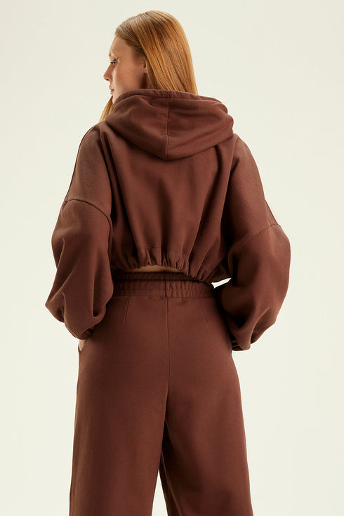 CROPPED HOODIE MARROM