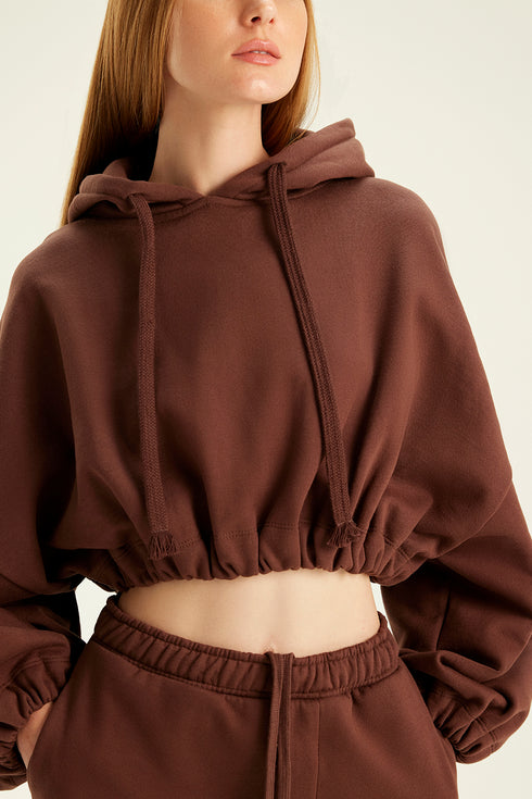 CROPPED HOODIE MARROM