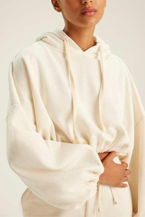 CROPPED HOODIE OFF-WHITE
