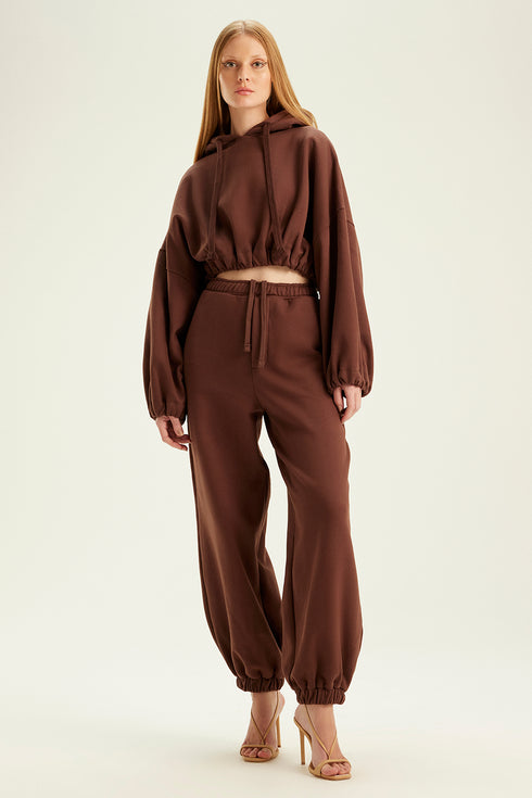 CROPPED HOODIE MARROM