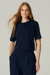 BLUSA MALHA FAIXA MARINHO/ OFF WHITE