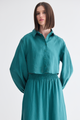 CAMISA MANGAS BUFANTE VERDE ESCURO
