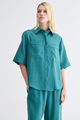 CAMISA MANGA CURTA VERDE ESCURO
