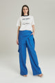 CALÇA COM PANO LINHO AZUL