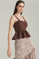BLUSA PEPLUM LINHO MARROM
