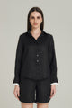 CAMISA LINHO BICOLOR PRETO