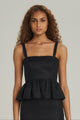 BLUSA PEPLUM LINHO PRETO