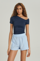BLUSA DECOTE ASSIMETRICO AZUL NOTURNO