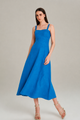 VESTIDO LONGUETE LINHO AZUL