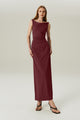 VESTIDO FLUIDO DEGAGÊ VINHO