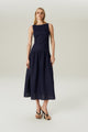 VESTIDO LINHO EVASE MARINHO