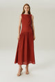 VESTIDO LINHO EVASE VINHO